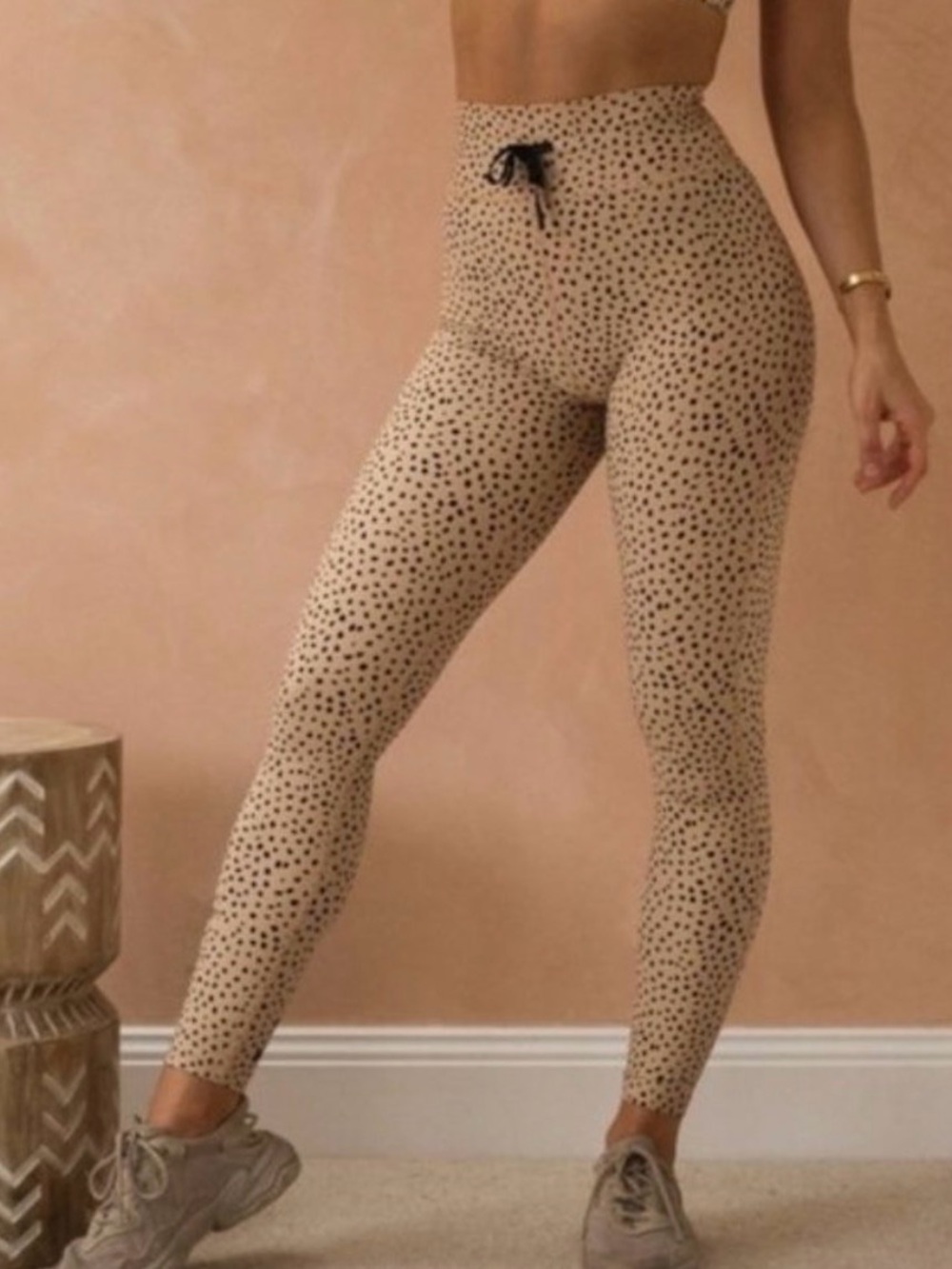 Sarah’s Day x White Fox Boutique Beige High-Waist Dot Print Leggings